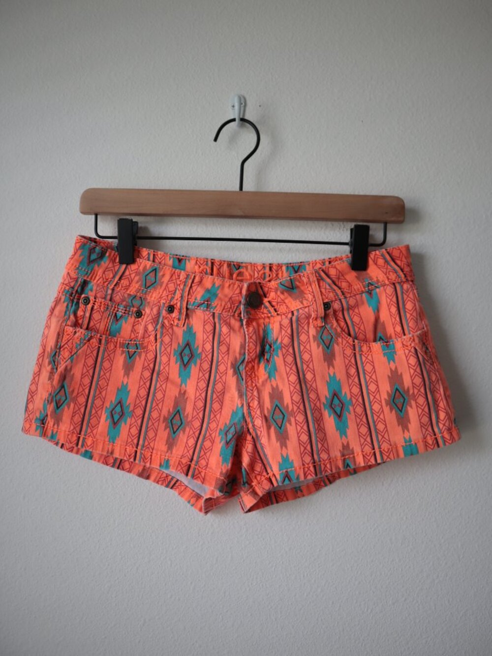 Vintage Y2K Rue21 Neon Aztec Low Rise Micro Shorts | 5/6